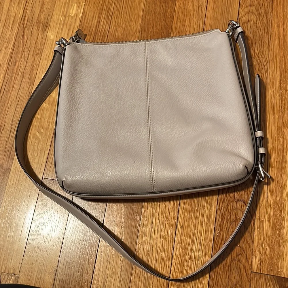 Coach Light Gray Pebbled Leather Crossbody‎ Bag